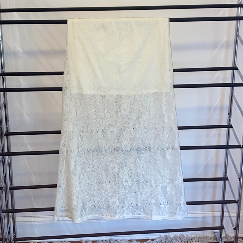 Off White Lace Maxi Skirt
